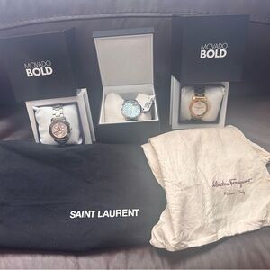 3 new w/o tags , (except the Gucci ) , authentic designer watches .